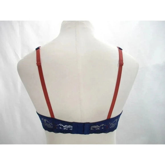 34A Gilligan O'Malley Unlined Semi Sheer Lace Balconette UW Bra Nighttime Blue - Picture 6 of 8